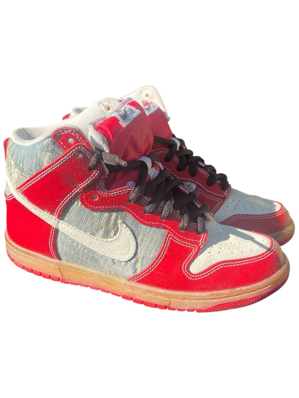 NIKE SB Dunk High Premium Shoe Goo High-Top Skateboard Sneakers Red, Gray Size 7